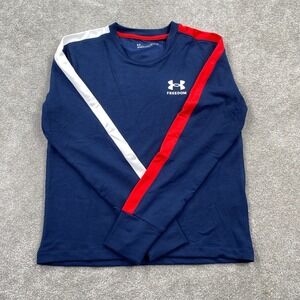 Under Armour Women's Freedom Rival Terry Crew Neck Sweatshirt Size S Navy Blue